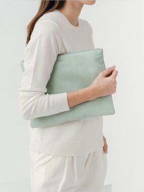 BAGGU large flat pouch sea glass.